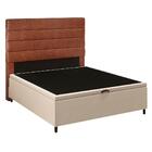 Cabeceira Baú Casal 138x188cm Hit Id5 Suede Bege/couríssimo C