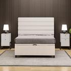 Cabeceira Baú Casal 138x188cm Hit Id5 Suede Bege/linho Cru