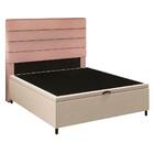 Cabeceira Baú Casal 138x188cm Hit Id5 Suede Bege/linho Rosê