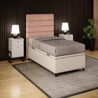 Cabeceira Baú Solteiro 88x188cm Hit Id5 Linho Rosê/corano Bege