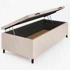 Cabeceira Baú Solteiro 88x188cm Hit Id5 Linho Verde/suede Bege