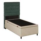 Cabeceira Baú Solteiro 88x188cm Hit Id5 Linho Verde/suede Bege
