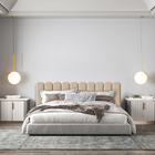 Cabeceira Bege Estofada Nuvem Para Cama Casal King