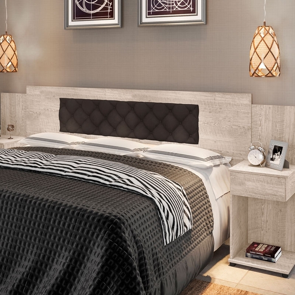 Cabeceira Box Bruna Amarula Com Capitonê Marrom