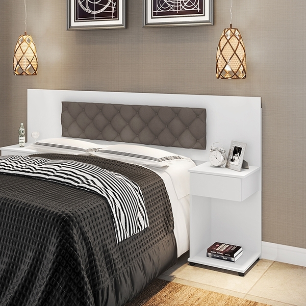 Cabeceira Box Bruna Branco Com Capitonê 026 - Framar Móveis