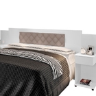 Cabeceira Box Bruna Branco Com Capitonê Bege Claro