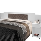 Cabeceira Box Bruna Branco Com Capitonê Bege Escuro