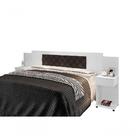 Cabeceira Box Bruna Branco Com Capitonê Marrom