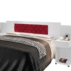 Cabeceira Box Bruna Branco Com Capitonê Vermelho