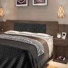 Cabeceira Box Bruna Chocolate Com Capitonê Preto