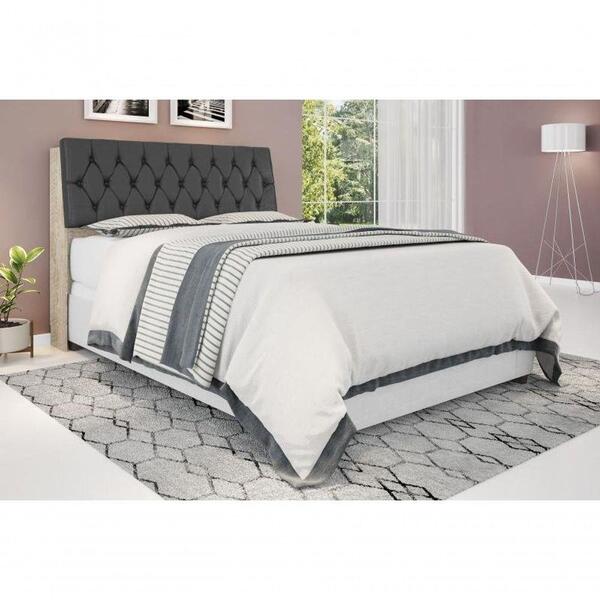 Cabeceira Box Casal 1,38 Isis Amarula Com Capitonê Preto