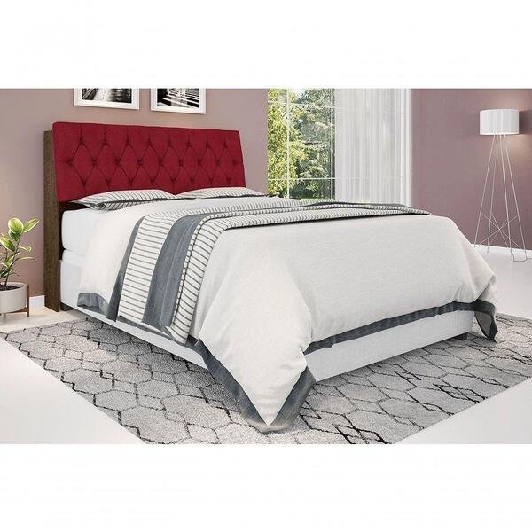 Cabeceira Box Casal 1,38 Isis Malbec Com Capitonê Vermelho