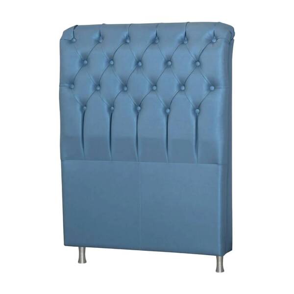 Cabeceira Box Casal 140cm Domus Corino Azul Glow Bnn Decor