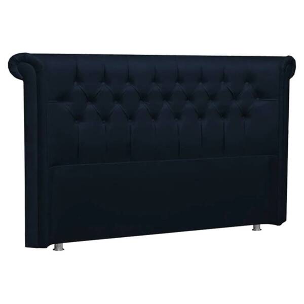 Cabeceira Box Casal 182cm Mirage Veludo Azul Tana Decor