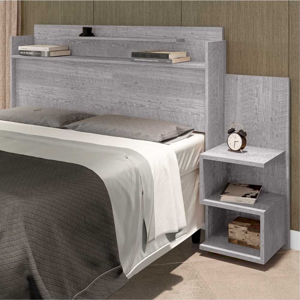 Cabeceira Box Casal Austin Mesa De Cabeceira Cinza Mad