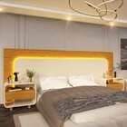 Cabeceira Box Casal Com 2 Mesas De Cabeceira Com Led Innova 1