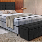 Cabeceira Box Casal Estofada Preto 1,38m Hafen