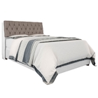 Cabeceira Box Casal Isis Branco Com Capitonê Bege Escuro