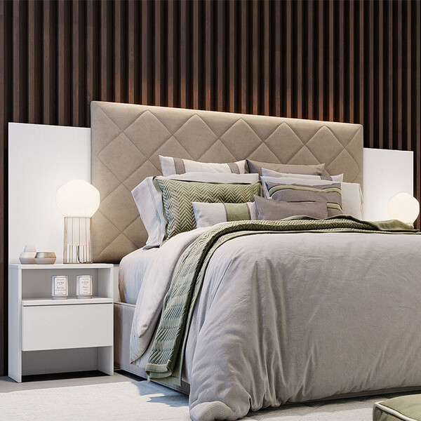 Cabeceira Box Casal Odessa Com 2 Mesas De Cabeceira Clic Móve