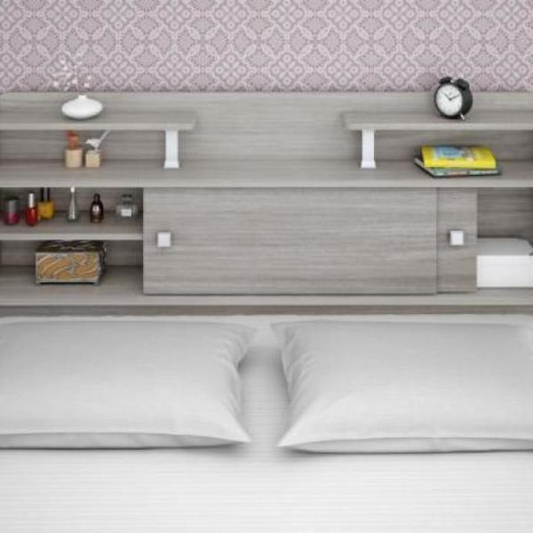 Cabeceira Box Casal Queen Elisa Cinza ou Cinza/Preto