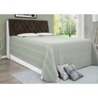 Cabeceira Box Casal Queen Isis Branco Com Capitonê Marrom