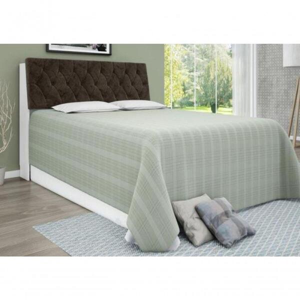 Cabeceira Box Casal Queen Isis Branco Com Capitonê Marrom