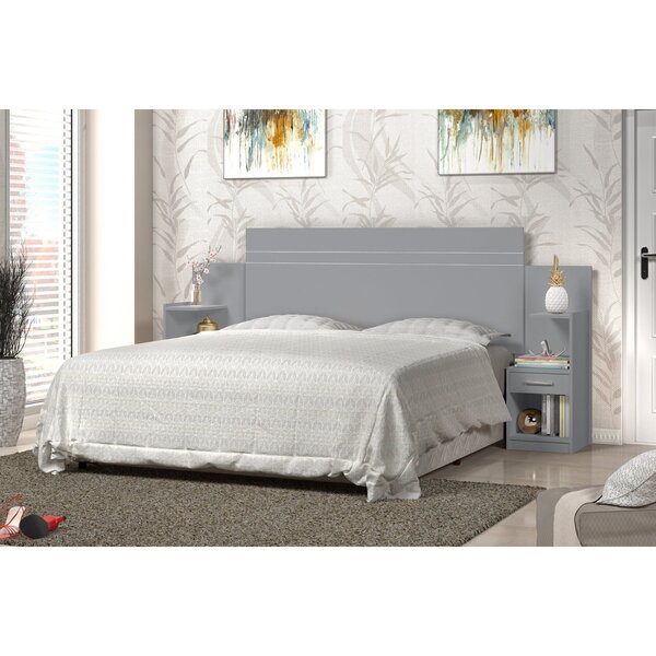 Cabeceira Box Casal/queen Moana Cinza/nature