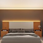 Cabeceira Box Casal/queen Ripado Com Led E 4 Gavetas 246cm X