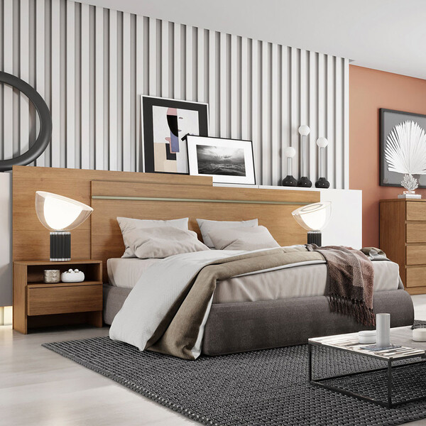 Cabeceira Box Casal Volga Com 2 Mesas De Cabeceira Clic Móveis