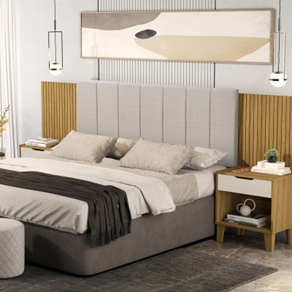 Cabeceira Box Elena De Casal Expansível Nature/off White – Vj