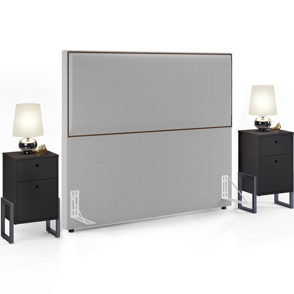 Cabeceira Box King Vicenza 195 Cm Bouclê Cinza L02 Com 02 Mes