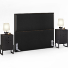 Cabeceira Box King Vicenza 195 Couríssimo Preto L02 E 2 Mesas