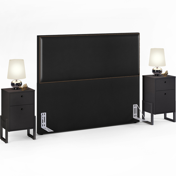 Cabeceira Box King Vicenza 195 Couríssimo Preto L02 E 2 Mesas