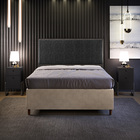 Cabeceira Box King Vicenza 195 Linho Chumbo L02 E 2 Mesas De