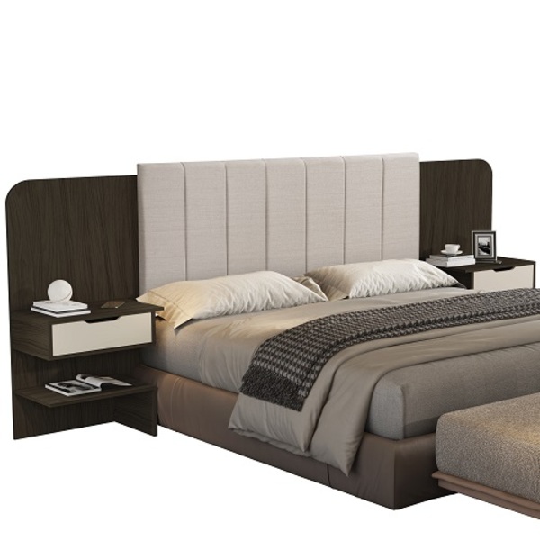 Cabeceira Box Maisa De Casal Expansível Chocolate/off White -