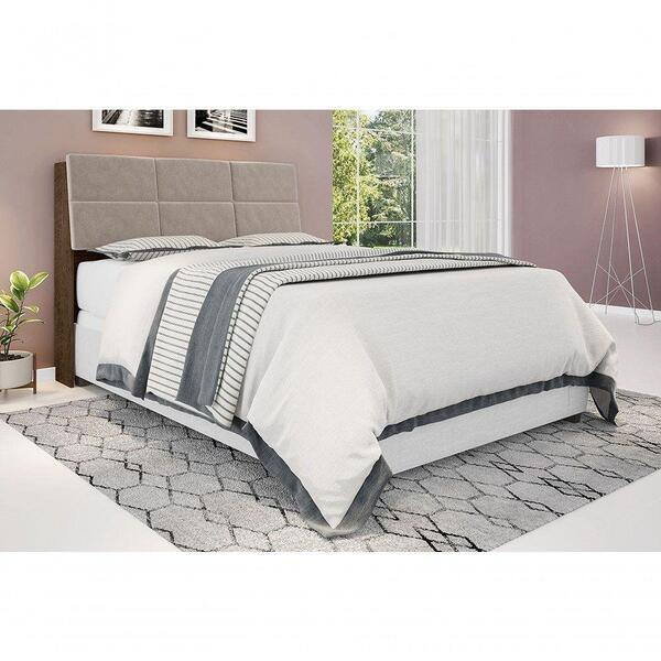 Cabeceira Box Queen 1,58 Isis Malbec Com Painel Class Bege