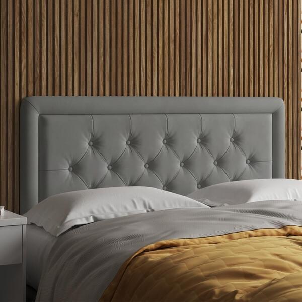 Cabeceira Box Queen 1.6 Estofada Mitchell Cinza