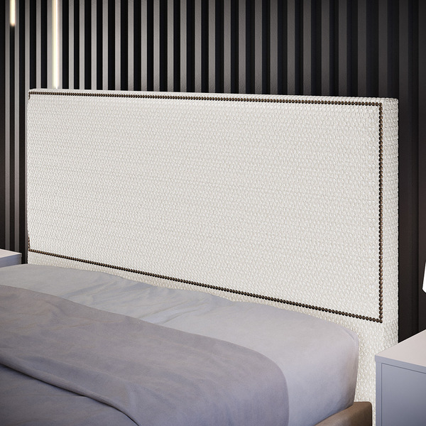 Cabeceira Box Queen Com Tachas 160 Cm Vicenza L02 Bouclê Cru