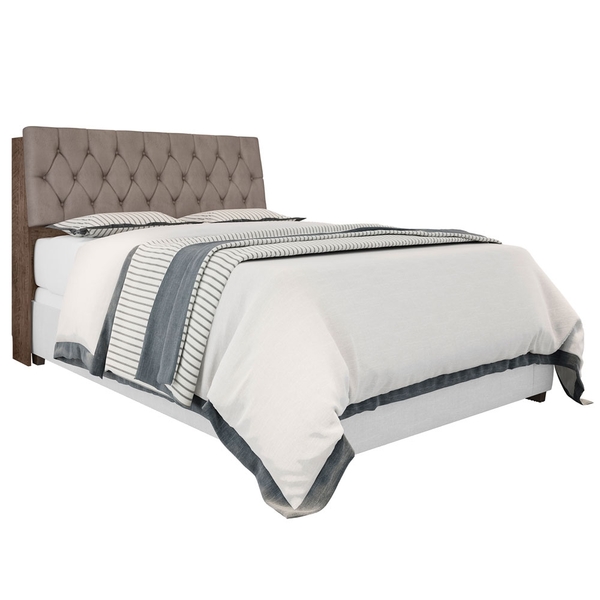 Cabeceira Box Queen Isis Chocolate Com Capitonê Bege Escuro