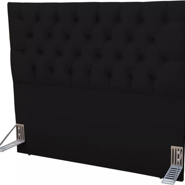 Cabeceira Box Shop Paris King 1,95m Em Suede Preto