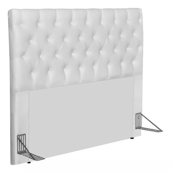 Cabeceira Box Shop Paris Queen 1,60m Em Corino Branco