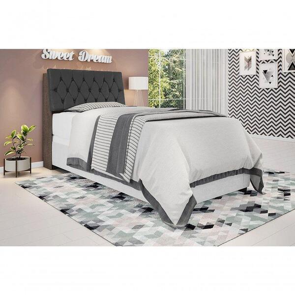 Cabeceira Box Solteiro 0,88 Chocolate Com Capitonê Preto