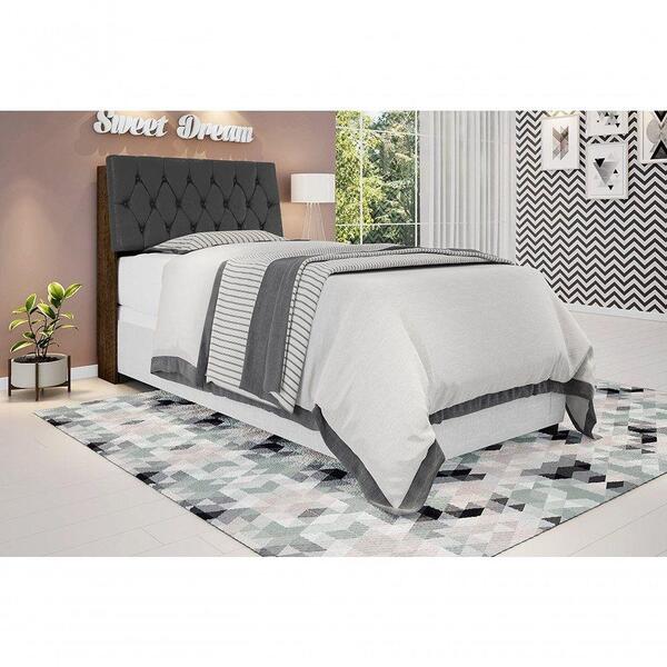 Cabeceira Box Solteiro 0,88 Isis Malbec Com Capitonê Preto