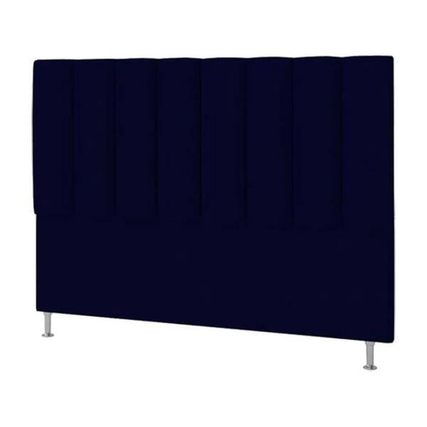 Cabeceira Box Solteiro 90cm Sevilha Veludo Azul Escuro Tana D