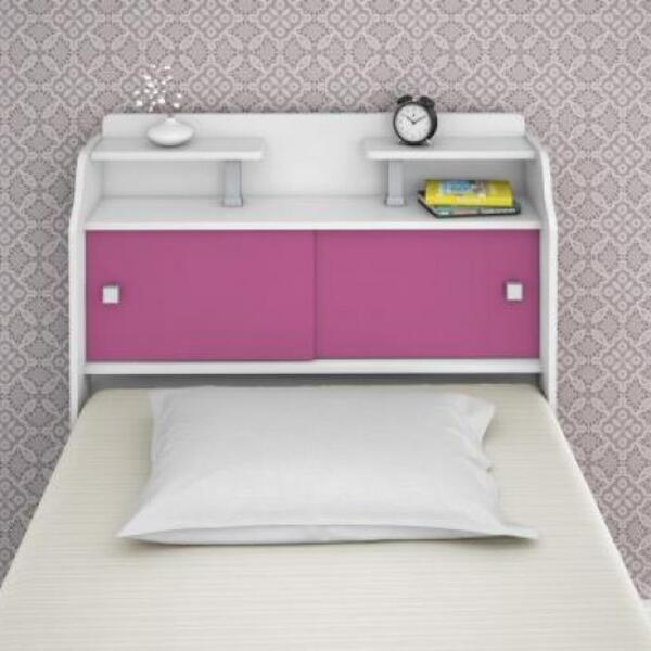 Cabeceira Box Solteiro Elisa Branco Ou Branco/rosa