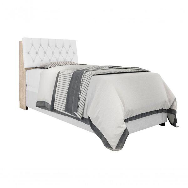 Cabeceira Box Solteiro Isis Amarula Com Capitonê Branco