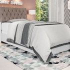 Cabeceira Box Solteiro Isis Branco Com Capitonê Bege Escuro