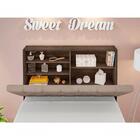 Cabeceira Box Solteiro Isis Chocolate Com Capitonê Bege