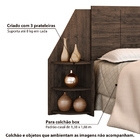 Cabeceira Bréscia Para Box Casal Com 2 Criados Em Mdf - Café