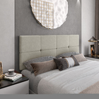 Cabeceira Bruna 160cm Estofada Suede Bege Para Cama Queen Siz